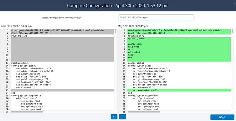 auvik compare configurations