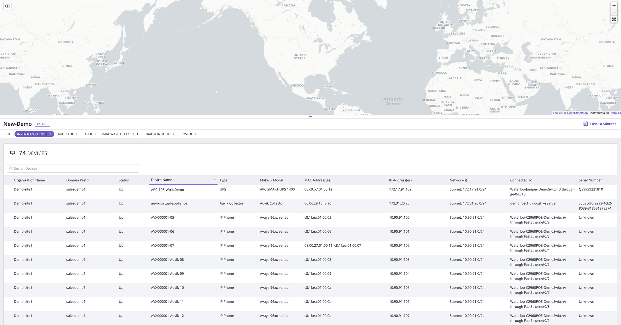 screenshot - real-time network monitoring