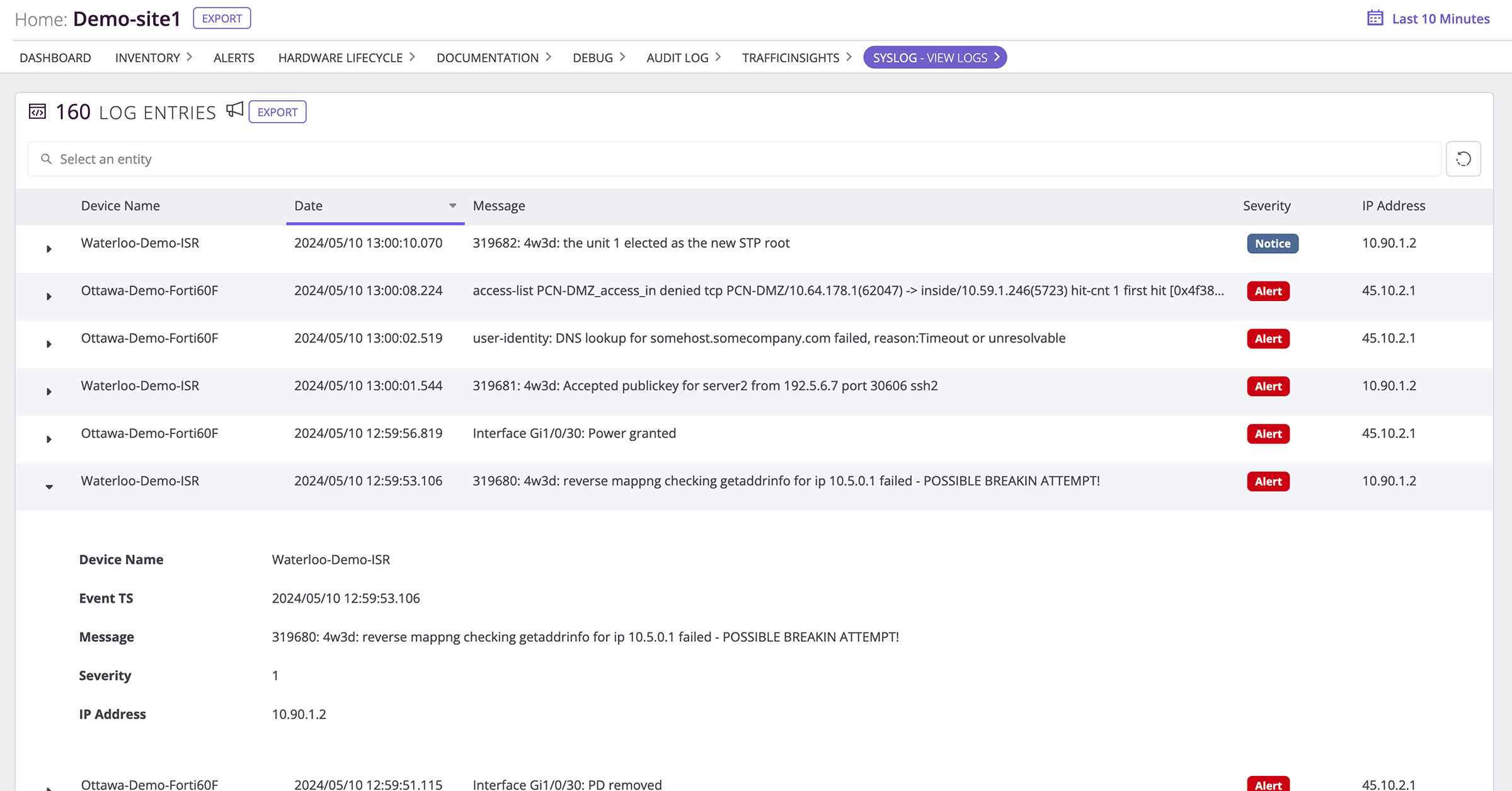 screenshot - automated event logging & monitoring