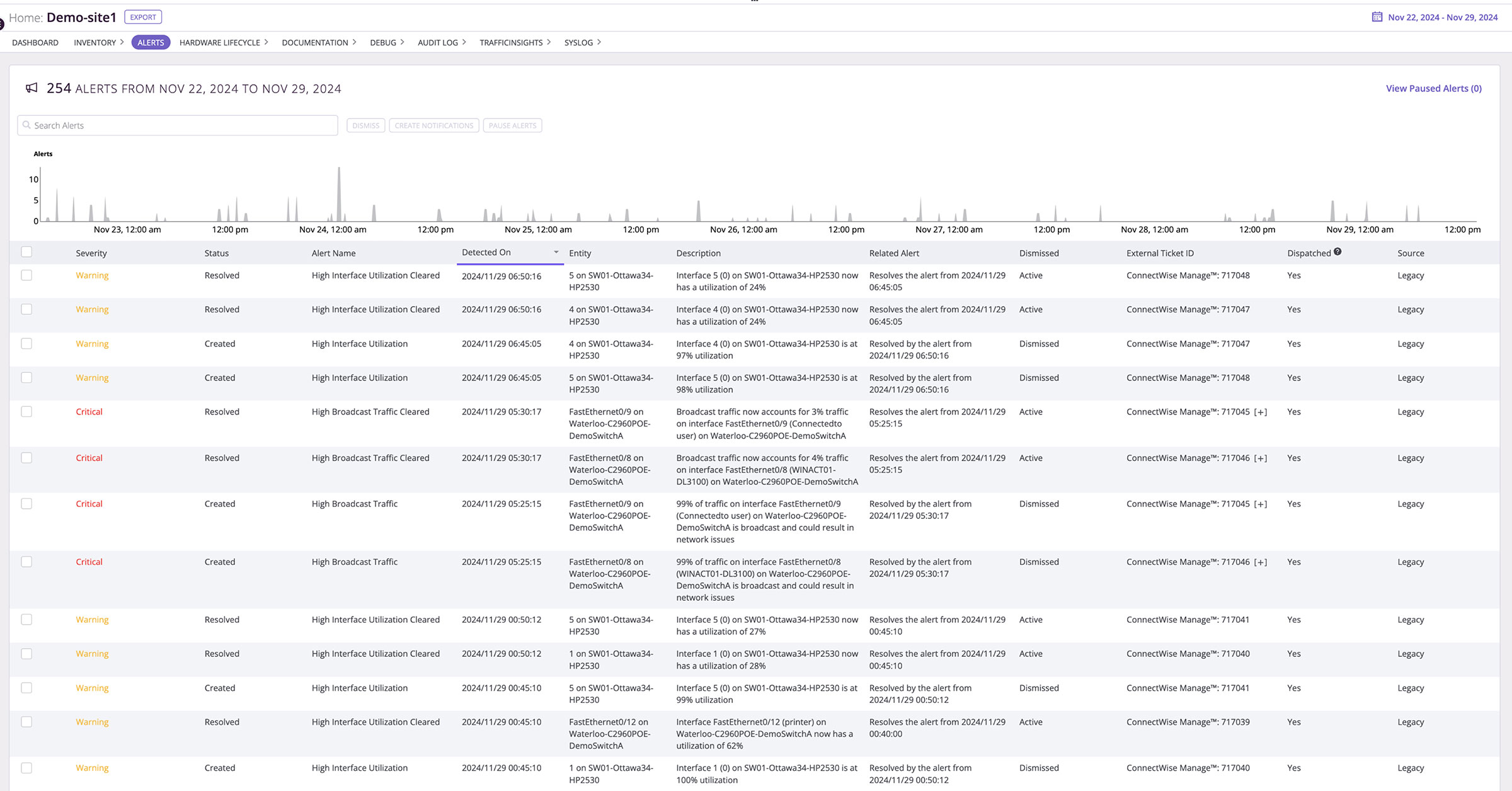 screenshot - network issue detection